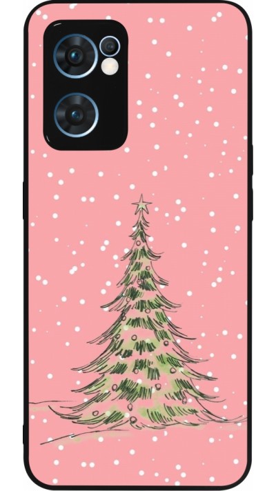 Coque OPPO Reno7 5G - Silicone rigide noir Christmas 25 Pink Tree