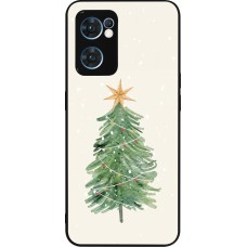 Coque OPPO Reno7 5G - Silicone rigide noir Christmas 25 Sketch Tree