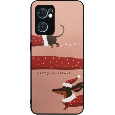 Coque OPPO Reno7 5G - Silicone rigide noir Christmas 25 Teckel Merry Xmas
