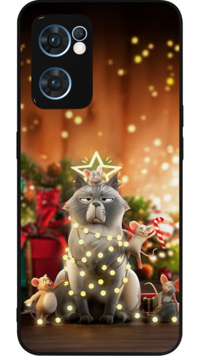 Coque OPPO Reno7 5G - Silicone rigide noir Christmas 25 Xmas Cat