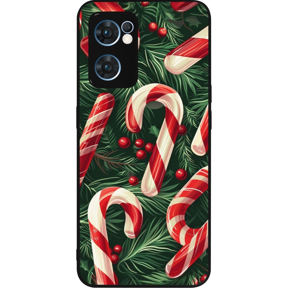 Coque OPPO Reno7 5G - Silicone rigide noir Christmas 25 Xmas Stick