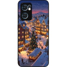 Coque OPPO Reno7 5G - Silicone rigide noir Christmas 25 Xmas Village