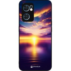OPPO Reno7 5G Case Hülle - Silikon schwarz Sonnenuntergang gelb violett