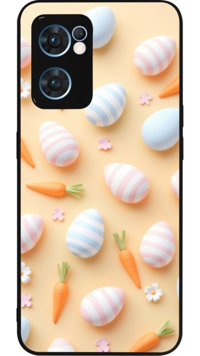 Coque OPPO Reno7 5G - Silicone rigide noir Easter 2026 Pattern Easter