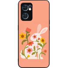 Coque OPPO Reno7 5G - Silicone rigide noir Easter 2026 Rabbit collage