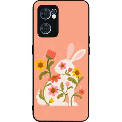 Coque OPPO Reno7 5G - Silicone rigide noir Easter 2026 Rabbit collage