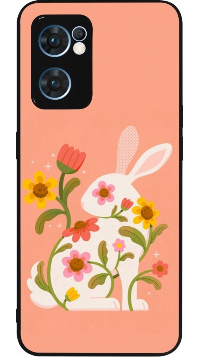 Coque OPPO Reno7 5G - Silicone rigide noir Easter 2026 Rabbit collage