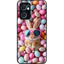 Coque OPPO Reno7 5G - Silicone rigide noir Easter 2026 Rabbit fun