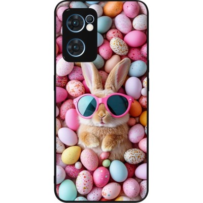 Coque OPPO Reno7 5G - Silicone rigide noir Easter 2026 Rabbit fun