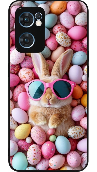 Coque OPPO Reno7 5G - Silicone rigide noir Easter 2026 Rabbit fun