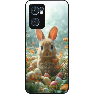 Coque OPPO Reno7 5G - Silicone rigide noir Easter 2026 Rabbit in the garden