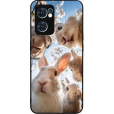 Coque OPPO Reno7 5G - Silicone rigide noir Easter 2026 Rabbits