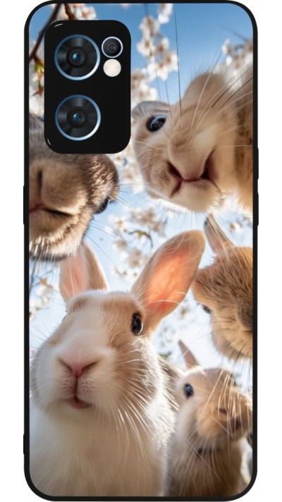 Coque OPPO Reno7 5G - Silicone rigide noir Easter 2026 Rabbits