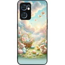 Coque OPPO Reno7 5G - Silicone rigide noir Easter 2025 Pastel Pâques
