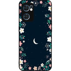 Coque OPPO Reno7 5G - Silicone rigide noir Flowers space