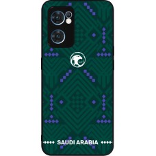 Coque OPPO Reno7 5G - Silicone rigide noir Maillot de football Arabie saoudite 2026 personnalisable