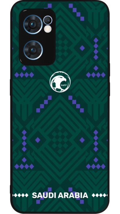 Coque OPPO Reno7 5G - Silicone rigide noir Maillot de football Arabie saoudite 2026 personnalisable
