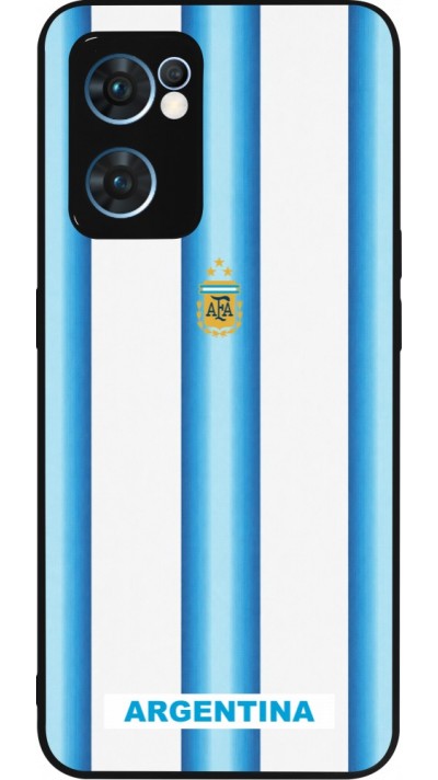 Coque OPPO Reno7 5G - Silicone rigide noir Maillot de football Argentine 2026 personnalisable