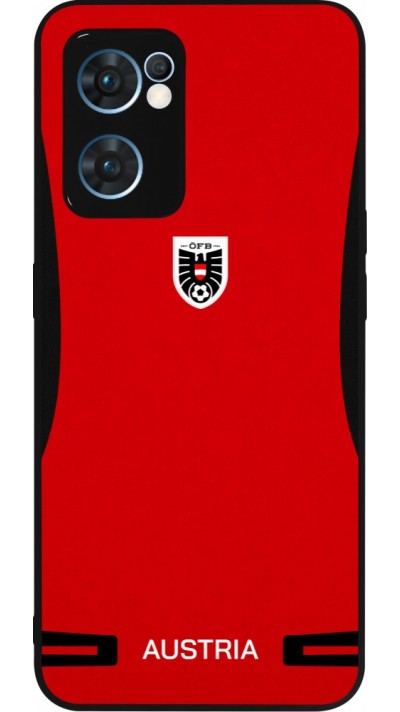 Coque OPPO Reno7 5G - Silicone rigide noir Maillot de football Autriche 2026 personnalisable