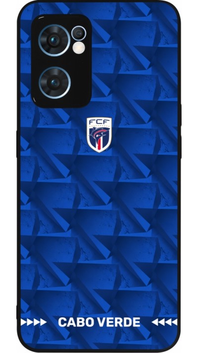 Coque OPPO Reno7 5G - Silicone rigide noir Maillot de football Cap-Vert 2026 personnalisable