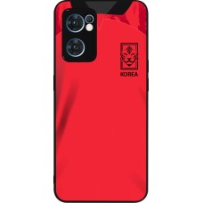 Coque OPPO Reno7 5G - Silicone rigide noir Maillot de football Corée du Sud 2022 personnalisable