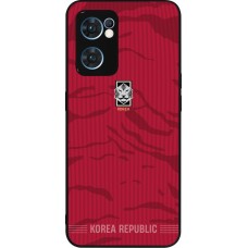 Coque OPPO Reno7 5G - Silicone rigide noir Maillot de football Corée du Sud 2026 personnalisable