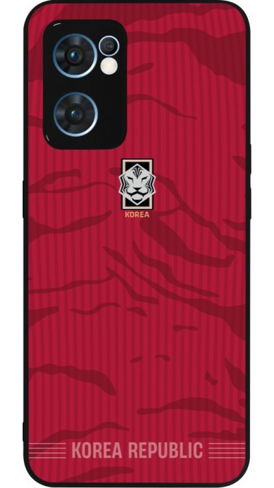 Coque OPPO Reno7 5G - Silicone rigide noir Maillot de football Corée du Sud 2026 personnalisable