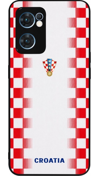 Coque OPPO Reno7 5G - Silicone rigide noir Maillot de football Croatie 2026 personnalisable