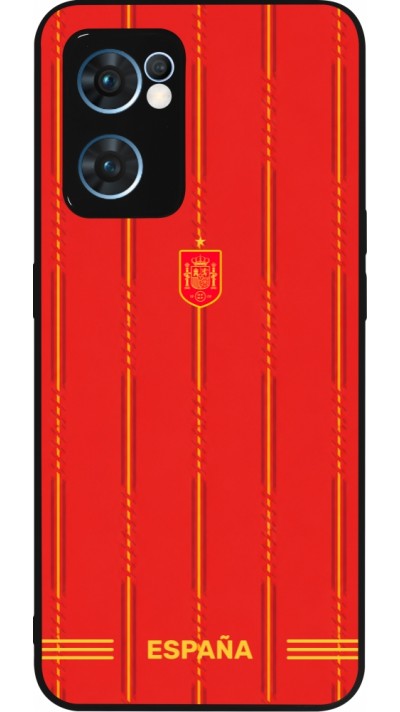 Coque OPPO Reno7 5G - Silicone rigide noir Maillot de football Espagne 2026 personnalisable