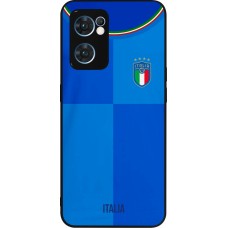 Coque OPPO Reno7 5G - Silicone rigide noir Maillot de football Italie 2022 personnalisable