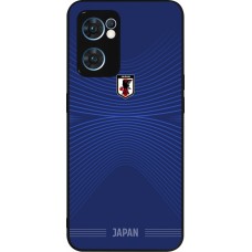 Coque OPPO Reno7 5G - Silicone rigide noir Maillot de football Japon 2026 personnalisable