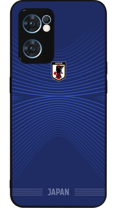 Coque OPPO Reno7 5G - Silicone rigide noir Maillot de football Japon 2026 personnalisable