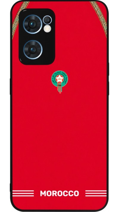 Coque OPPO Reno7 5G - Silicone rigide noir Maillot de football Maroc 2026 personnalisable
