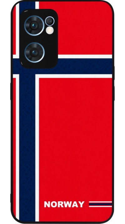Coque OPPO Reno7 5G - Silicone rigide noir Maillot de football Norvège 2026 personnalisable