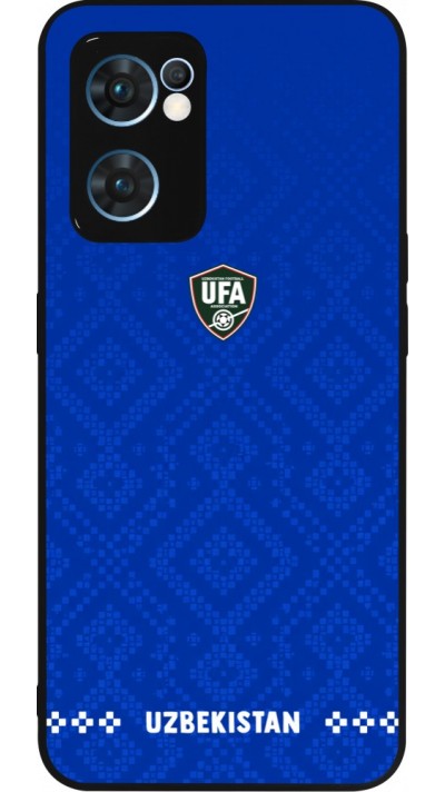 Coque OPPO Reno7 5G - Silicone rigide noir Maillot de football Ouzbékistan 2026 personnalisable