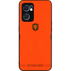 Coque OPPO Reno7 5G - Silicone rigide noir Maillot de football Pays-Bas 2026 personnalisable
