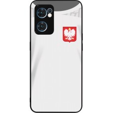 Coque OPPO Reno7 5G - Silicone rigide noir Maillot de football Pologne 2022 personnalisable