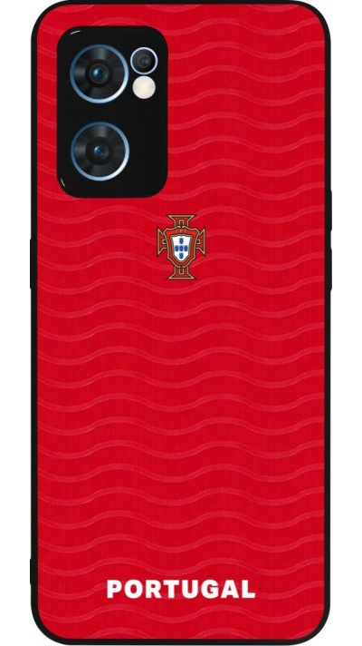Coque OPPO Reno7 5G - Silicone rigide noir Maillot de football Portugal 2026 personnalisable
