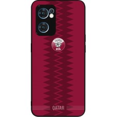 Coque OPPO Reno7 5G - Silicone rigide noir Maillot de football Qatar 2026 personnalisable