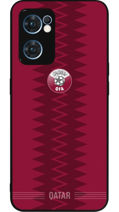 Coque OPPO Reno7 5G - Silicone rigide noir Maillot de football Qatar 2026 personnalisable