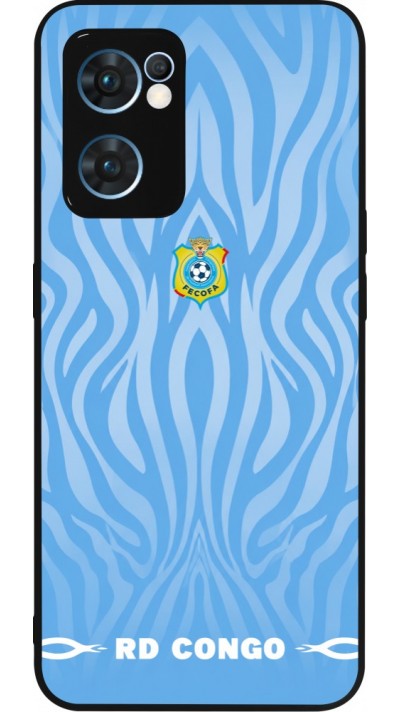 Coque OPPO Reno7 5G - Silicone rigide noir Maillot de football RD Congo 2026 personnalisable