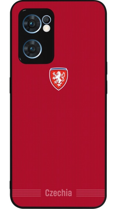 Coque OPPO Reno7 5G - Silicone rigide noir Maillot de football Répuplique Tchèque 2026 personnalisable