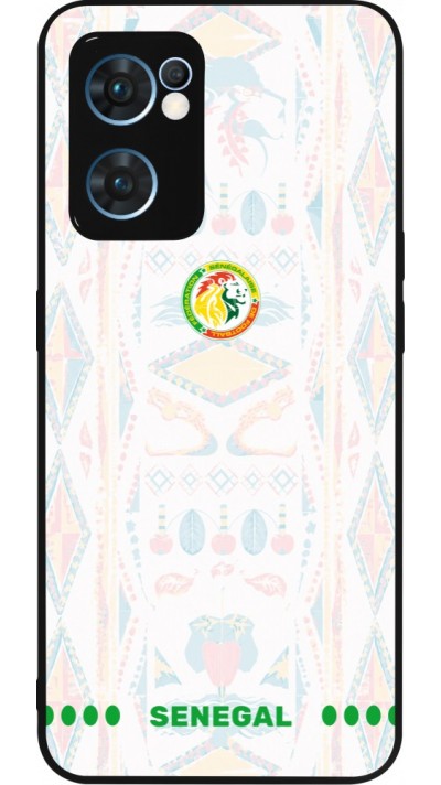 Coque OPPO Reno7 5G - Silicone rigide noir Maillot de football Sénégal 2026 personnalisable