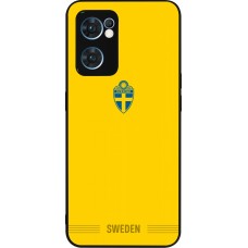 Coque OPPO Reno7 5G - Silicone rigide noir Maillot de football Suède 2026 personnalisable