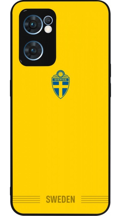 Coque OPPO Reno7 5G - Silicone rigide noir Maillot de football Suède 2026 personnalisable