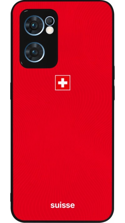 Coque OPPO Reno7 5G - Silicone rigide noir Maillot de football Suisse 2026 personnalisable