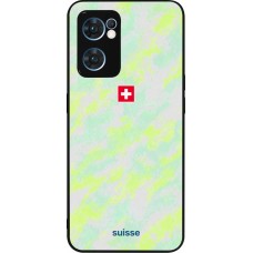 Coque OPPO Reno7 5G - Silicone rigide noir Maillot de football Suisse Away 2026 personnalisable