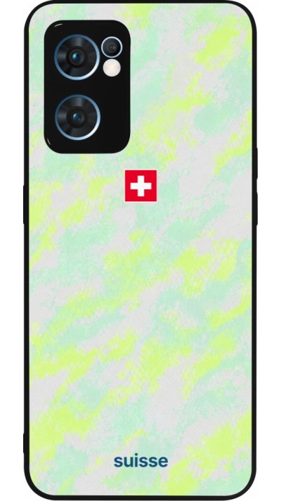Coque OPPO Reno7 5G - Silicone rigide noir Maillot de football Suisse Away 2026 personnalisable
