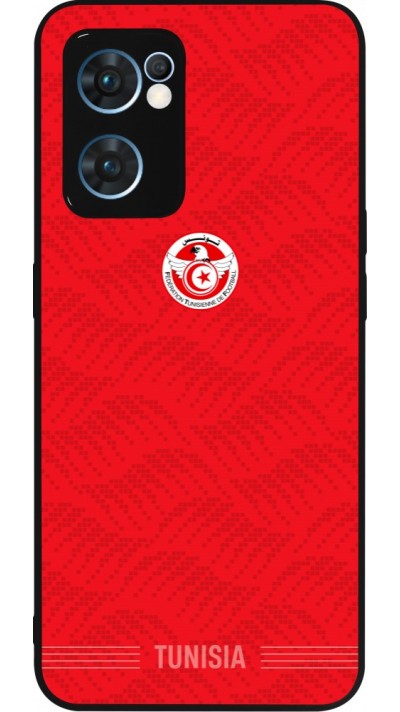 Coque OPPO Reno7 5G - Silicone rigide noir Maillot de football Tunisie 2026 personnalisable