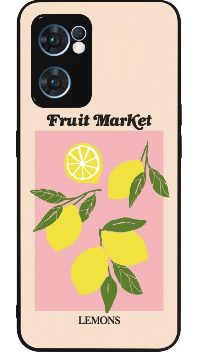 Coque OPPO Reno7 5G - Silicone rigide noir Fruit market lemons 2026